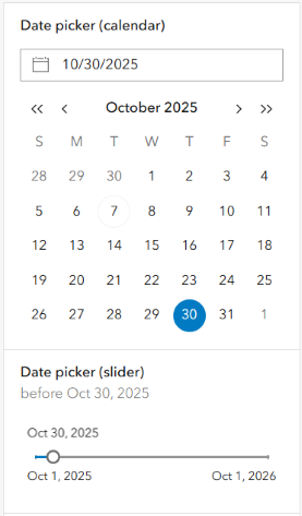 Date selector calendar and slider Date selector calendar and slider